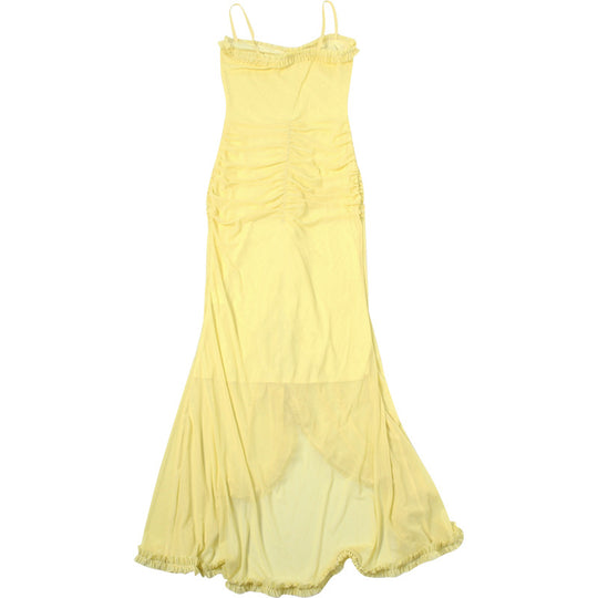 Autumn Winter Women Clothing Sexy Backless Mesh Strap Dress Solid Color Slim Fit Dress-Slay Eclectic