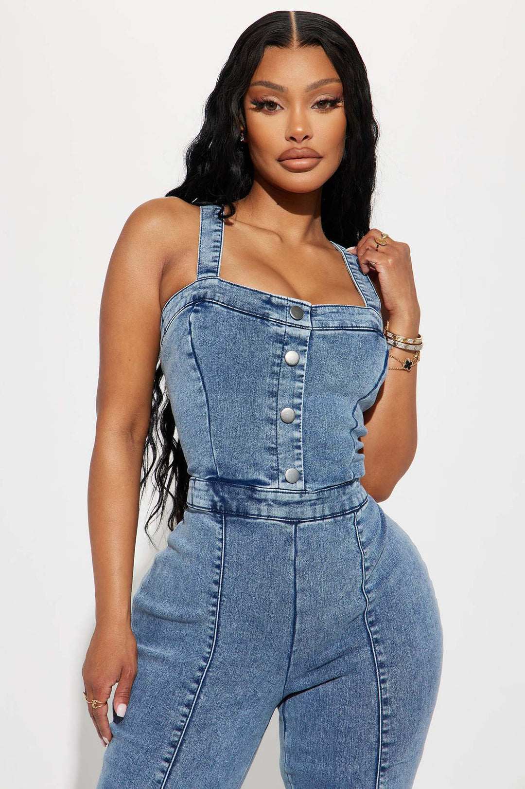 Slim Fit Washed Denim Suspender Jumpsuit for Women-Slay Eclectic