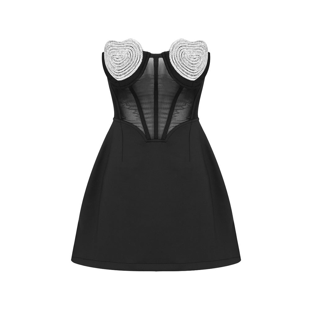 Crystal Mini Dress - Black