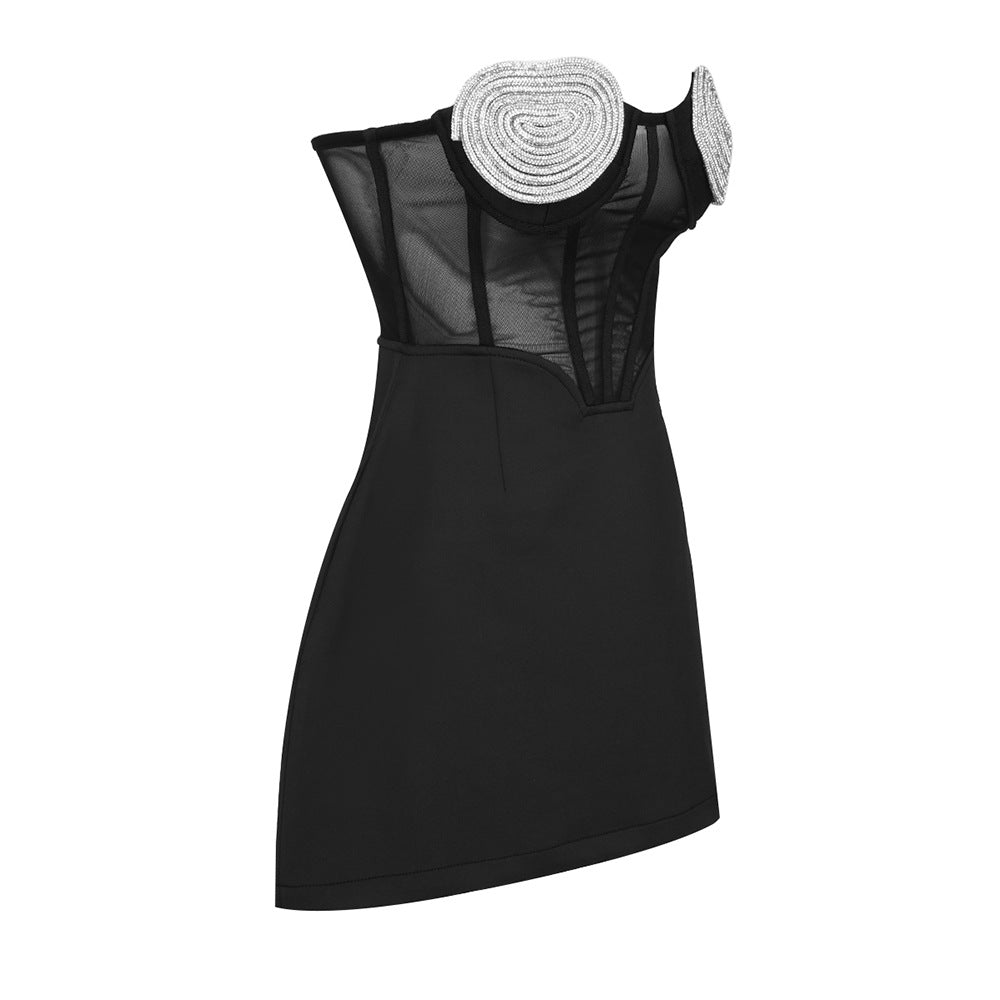 Crystal Mini Dress - Black