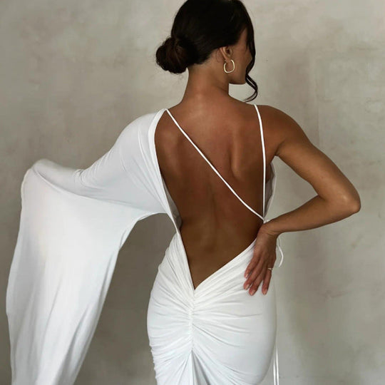 Stardust Backless Bodycon Maxi Dress - White