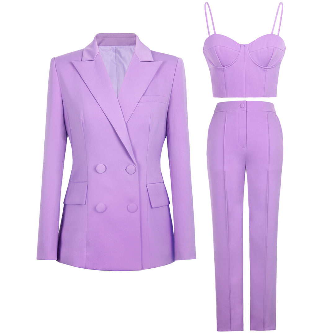 Chic Three-Piece Blazer Suit Set for Ambitious Business Women