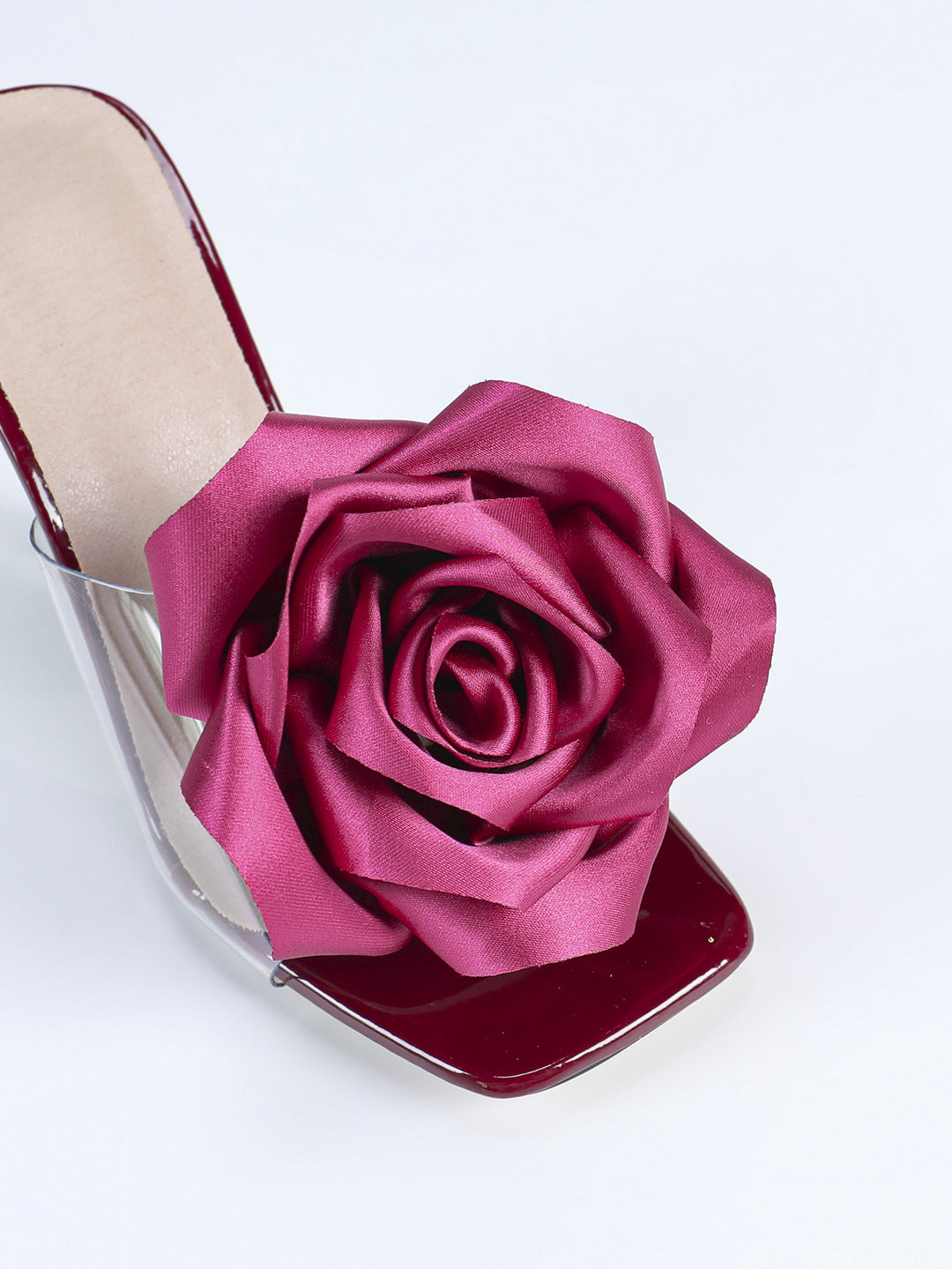 Ladies Sandals High Heel Square Head Master Three Dimensional Floral Stiletto Heel Slippers