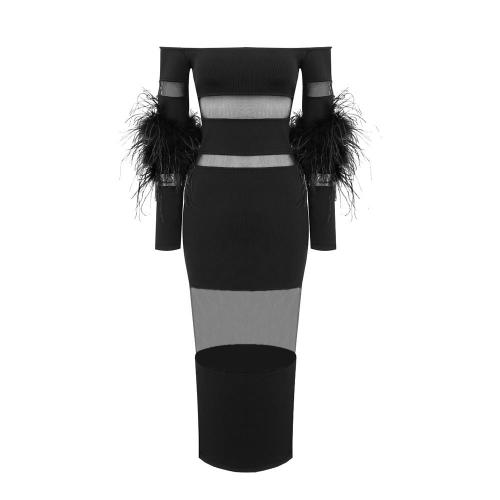 Aetherial Plume Bandage Maxi Dress - Black** (**please see shipping policy)