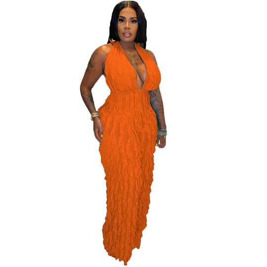 Oceanic Luxe Bandeau High Waist Jumpsuit - Orange