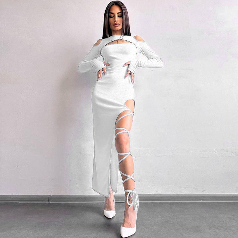 Cutout Bandage Midi Dress - White