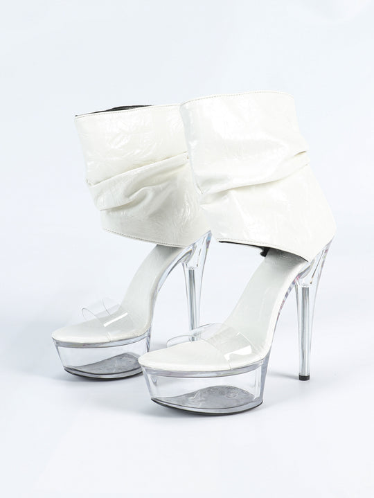 Sexy 14. 5cm Super High Heels High Heel Platform Shoes Model Catwalk Dress Wedding Shoes Cocktail Platform Transparent Water