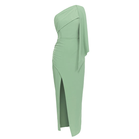 Sage One-Shoulder Bandage Maxi Dress - Green