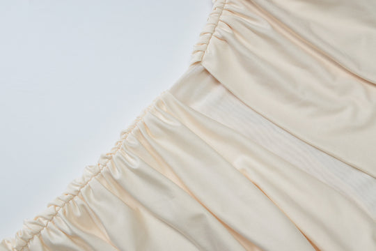 Women Clothing Summer off Neck Mesh Stitching Sexy Slim Fit Pleated Dress