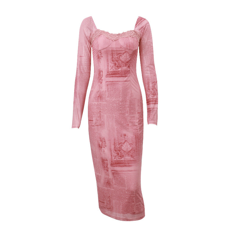 Flare Bodycon Midi Dress - Pink