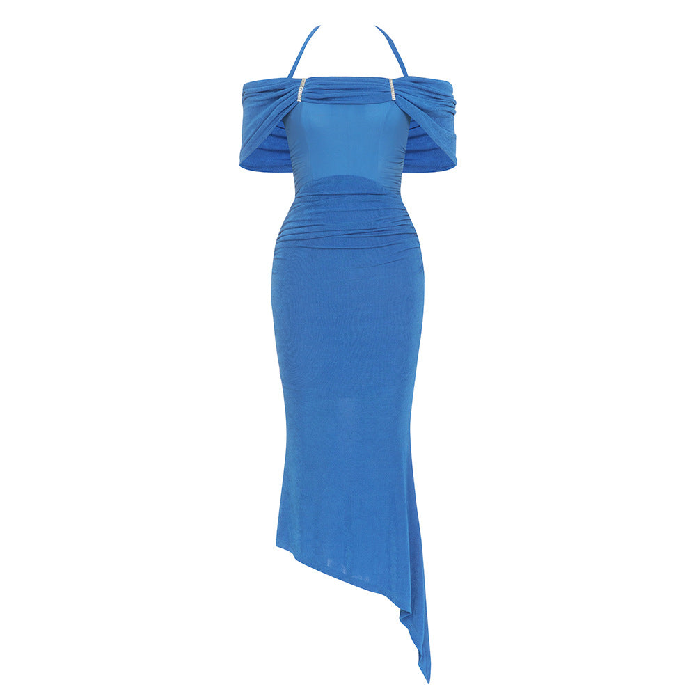 Goddess Bodycon Midi Dress - Blue