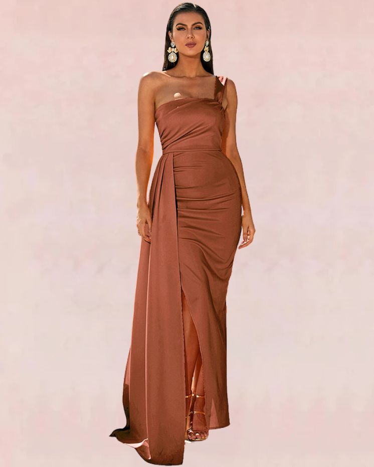 Singular Bodycon Maxi Dress - Brown