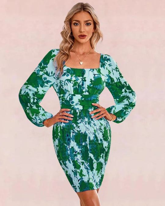 Petals Mini Dress - Green