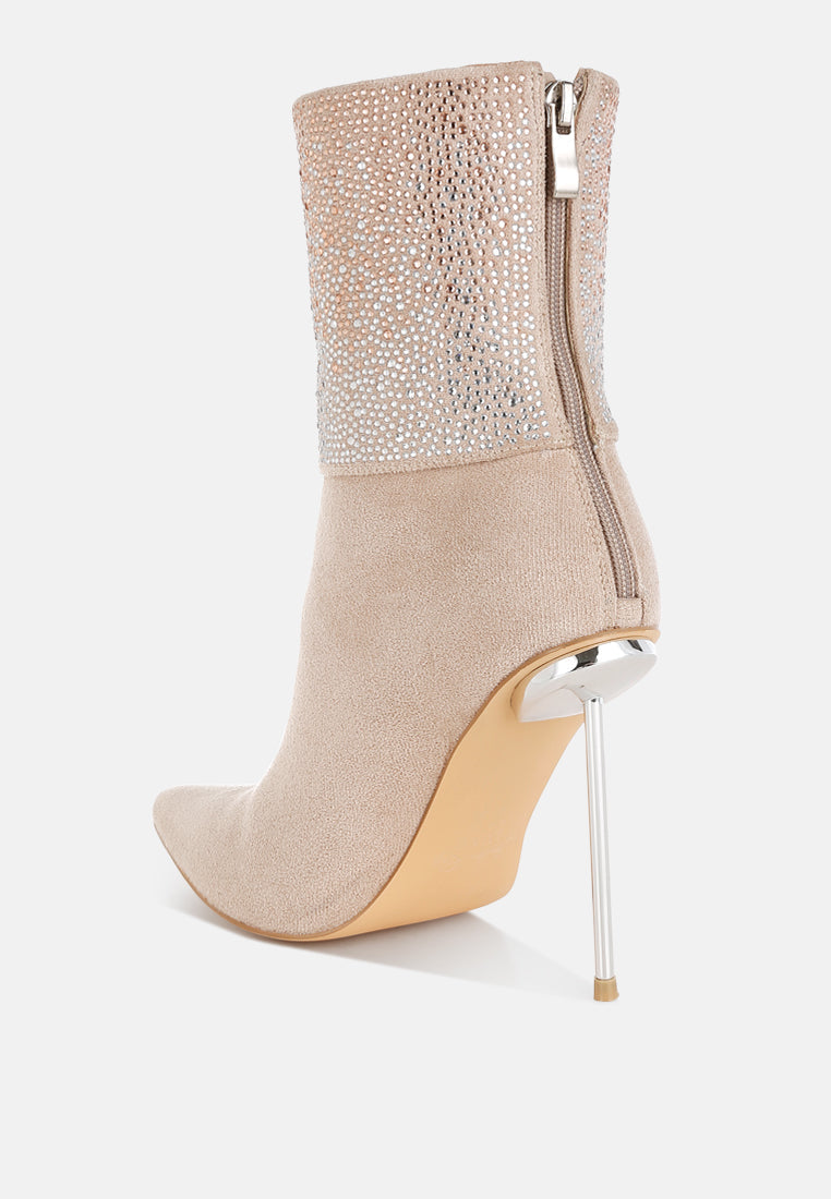 Podstar Rhinestones Embellished Foldover Boots-2