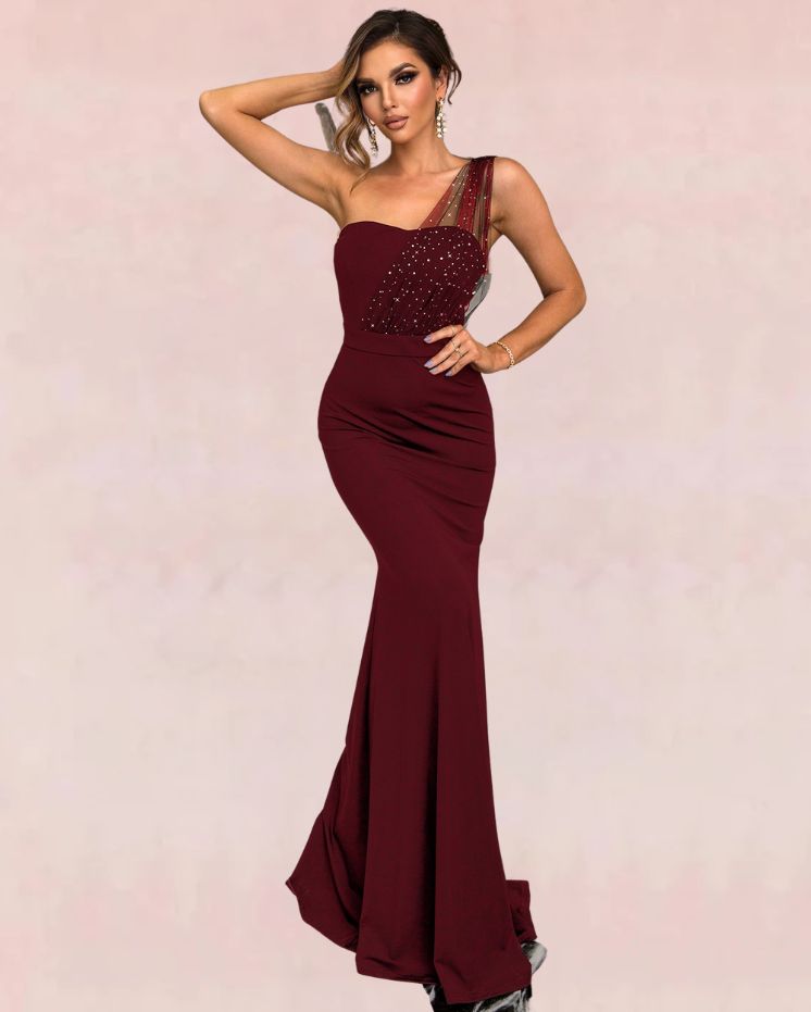 Luminescent Bodycon Maxi Dress - Wine