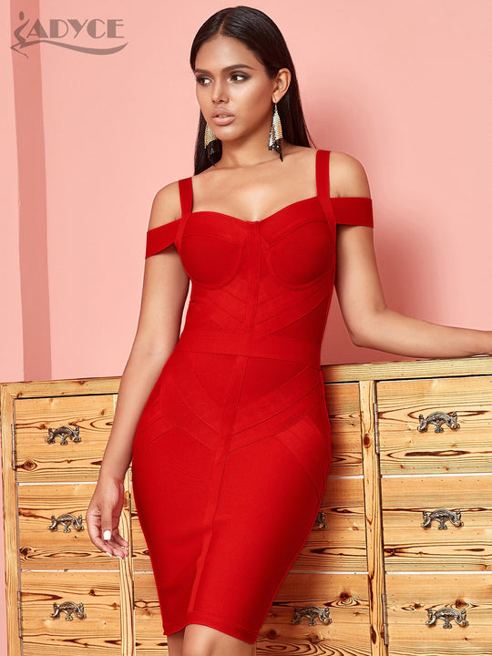 Garnet Bandage Midi Dress - Red