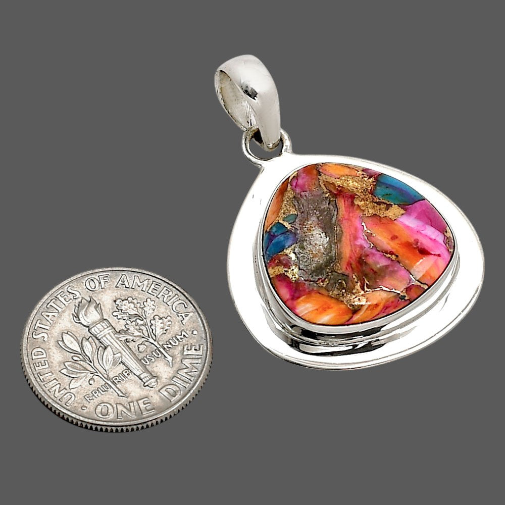 Kingman Orange Dahlia Turquoise Pendant P-1076 SDP158142-1