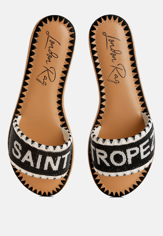 Getaway Beaded Saint Tropez Flat Slip Ons-1