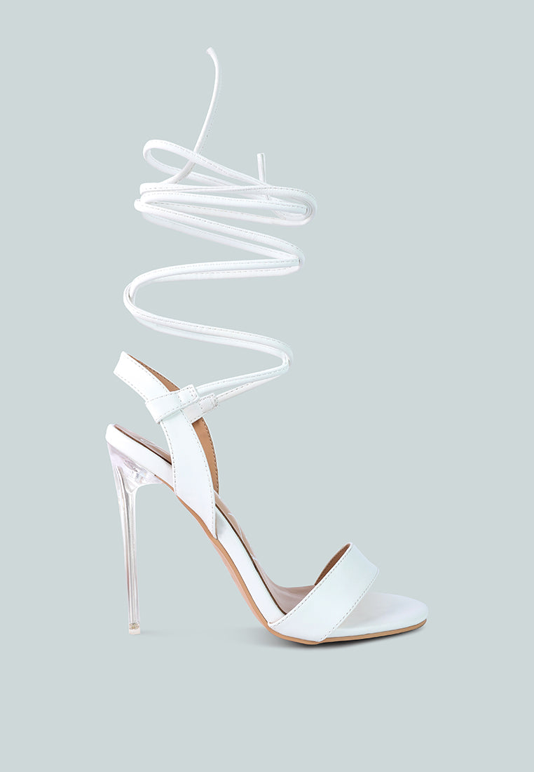 Sheeny Clear Stiletto Lace Up Heels-0