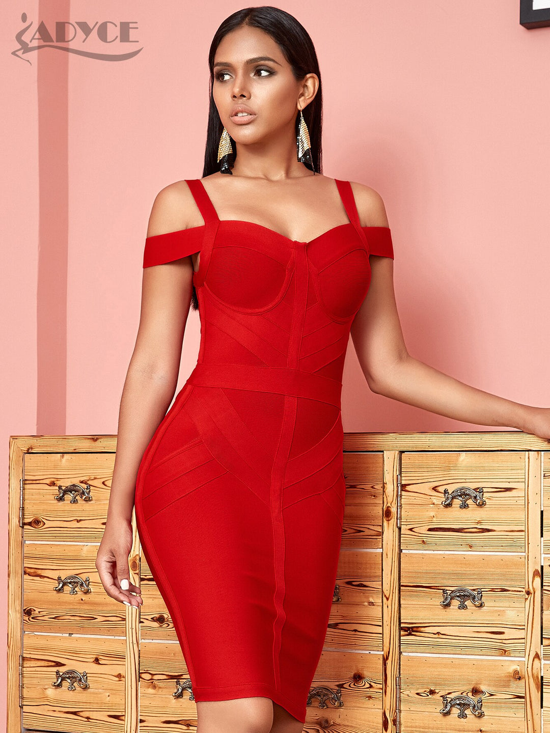 Garnet Bandage Midi Dress - Red