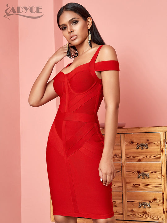 Garnet Bandage Midi Dress - Red