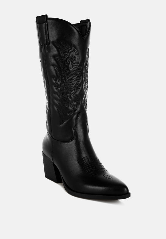 Saguaro Faux Leather Long Cowboy Boots-2