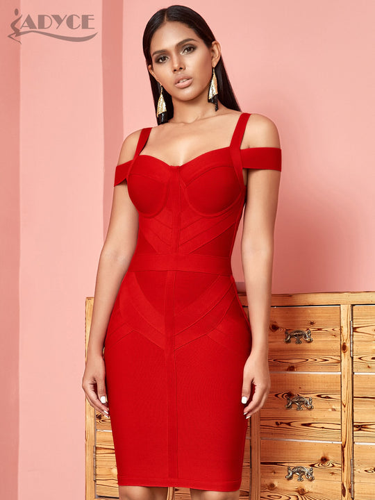 Garnet Bandage Midi Dress - Red