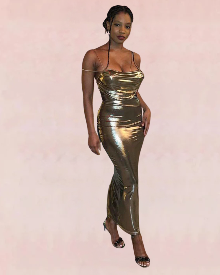 Scintilla Gold Bodycon Maxi Dress