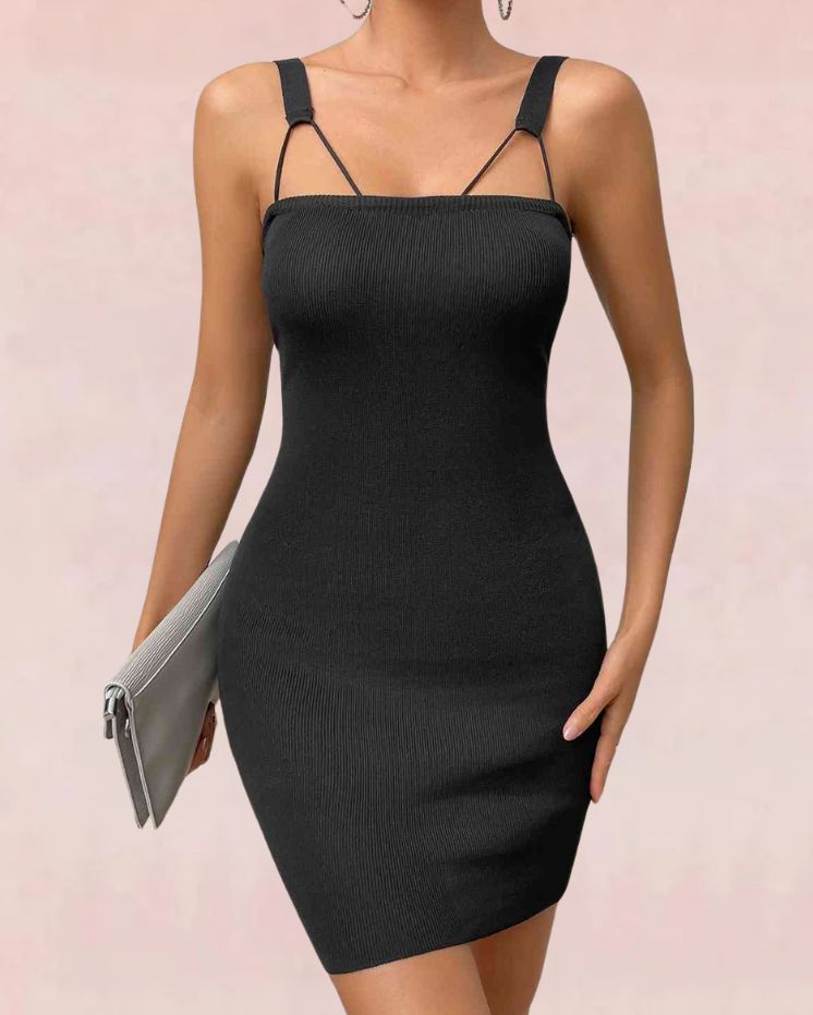 Sleek Pencil Bodycon Mini Dress - Black