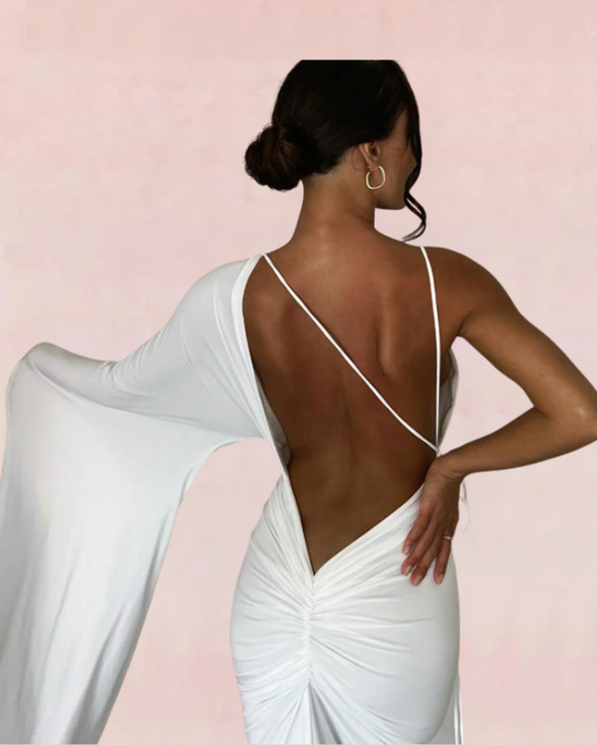 Stardust Backless Bodycon Maxi Dress - White