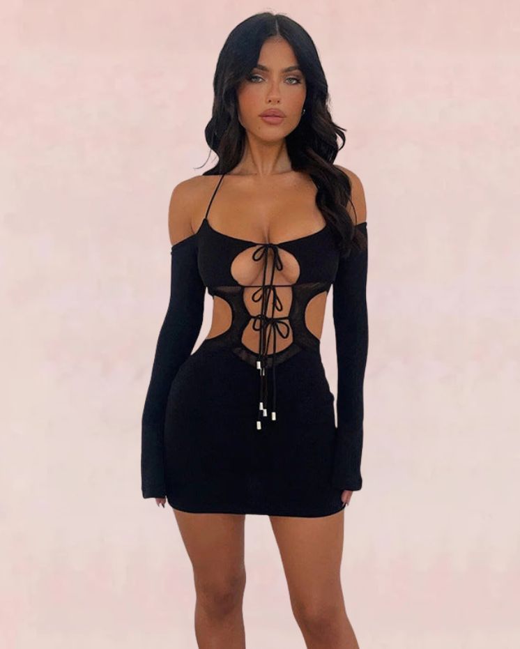 Streetwear Bodycon Mini Dress - Black