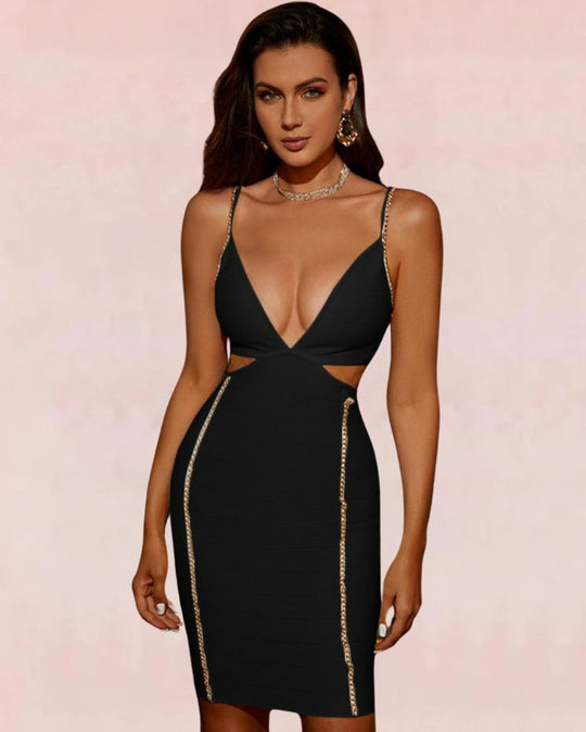 Sultry Bodycon Mini Dress - Black