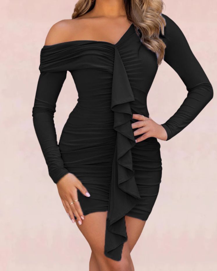 Tuxedo Bodycon Mini Dress - Black