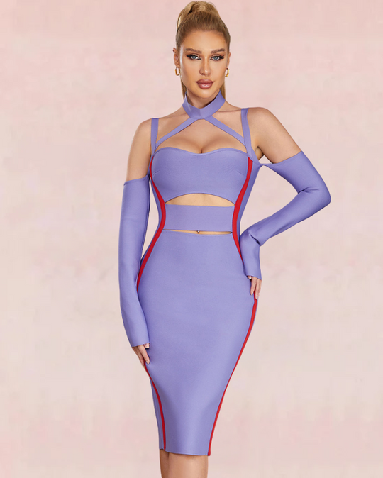 Verve Bandage Midi Dress - Purple