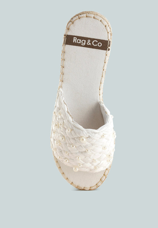 Yakna Pearl Embellished Woven Flats-3