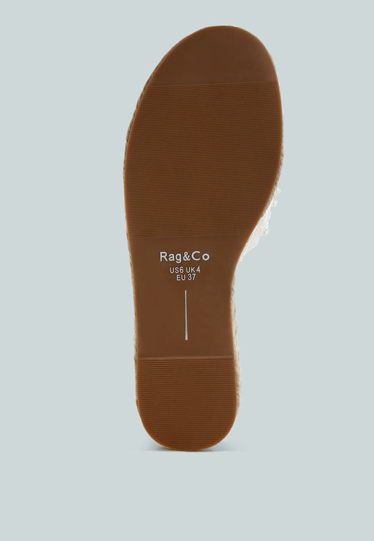 Yakna Pearl Embellished Woven Flats-4