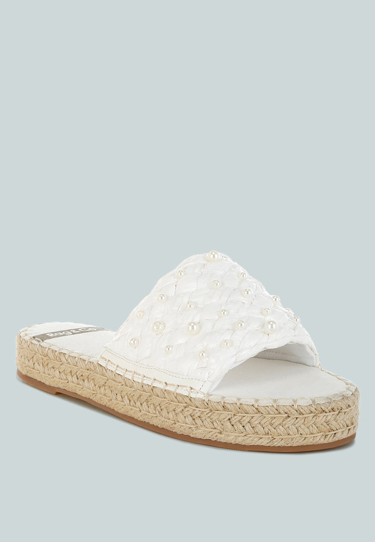 Yakna Pearl Embellished Woven Flats-1