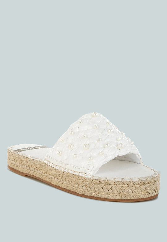 Yakna Pearl Embellished Woven Flats-1