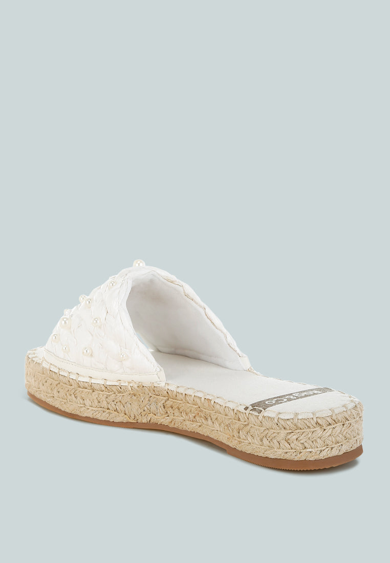 Yakna Pearl Embellished Woven Flats-2