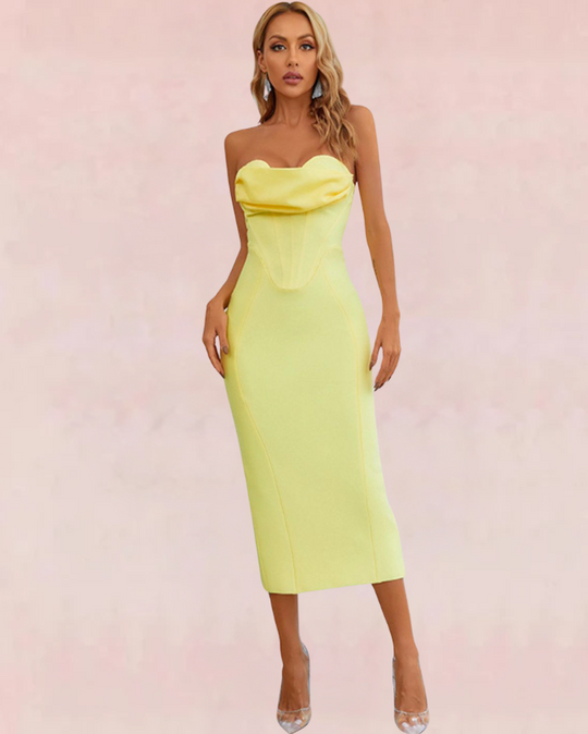 Zenith Sleeveless Bandage Midi Dress - Yellow