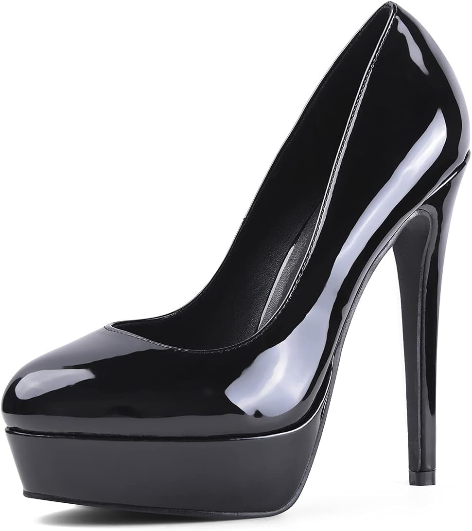 Sexy Black Platform Heels Pumps Women'S High Heels Stilettos Slip on Dress Party Wedding Prom Heel Stilettos Pumps BKK-9.5