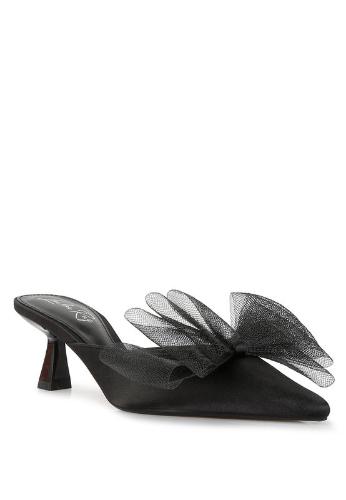 Asma Organza Bow Embellished Satin Mules - Slay Eclectic