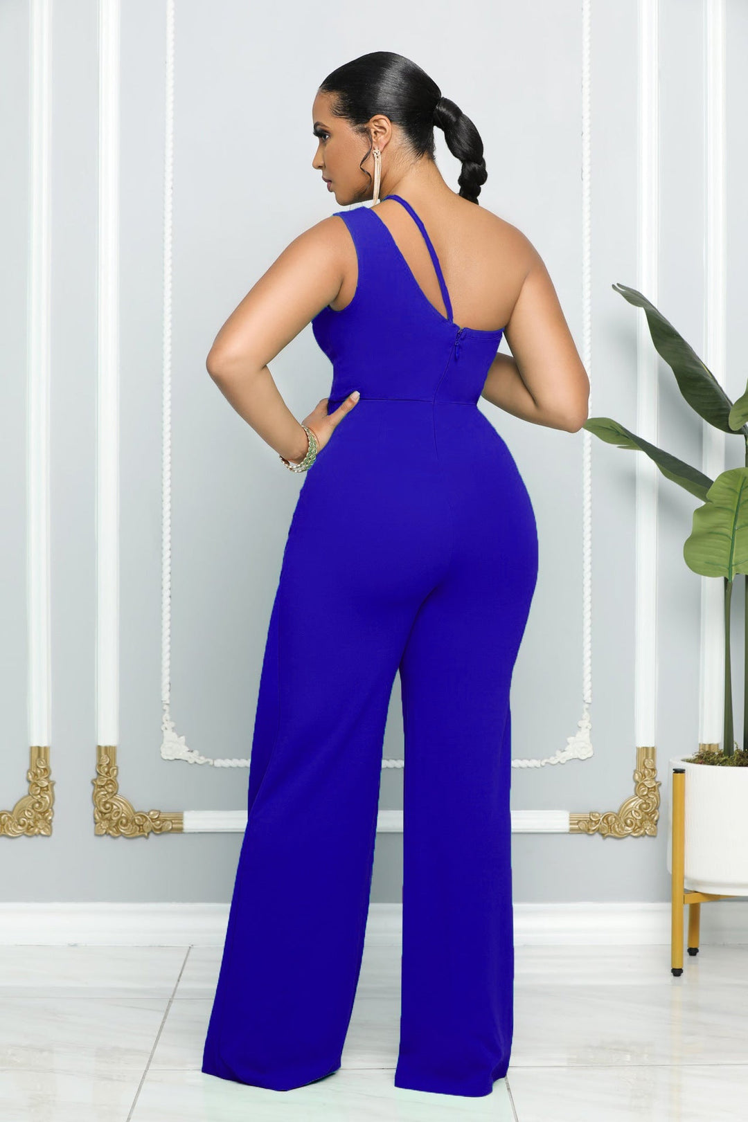 Asymmetric One-Shoulder High-Waist Jumpsuit for Glam-Slay Eclectic