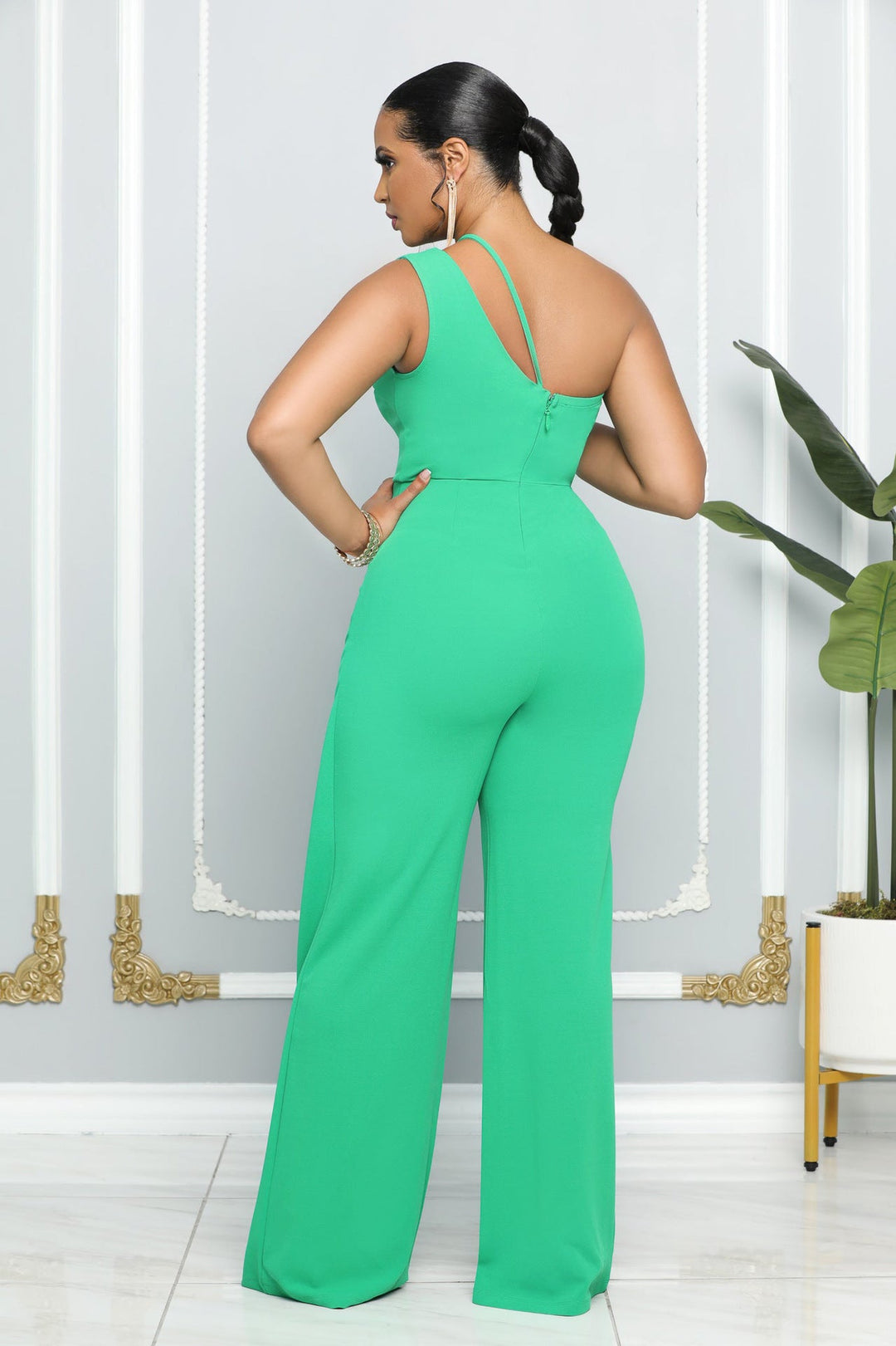 Asymmetric One - Shoulder High - Waist Jumpsuit for Glam - Slay Eclectic