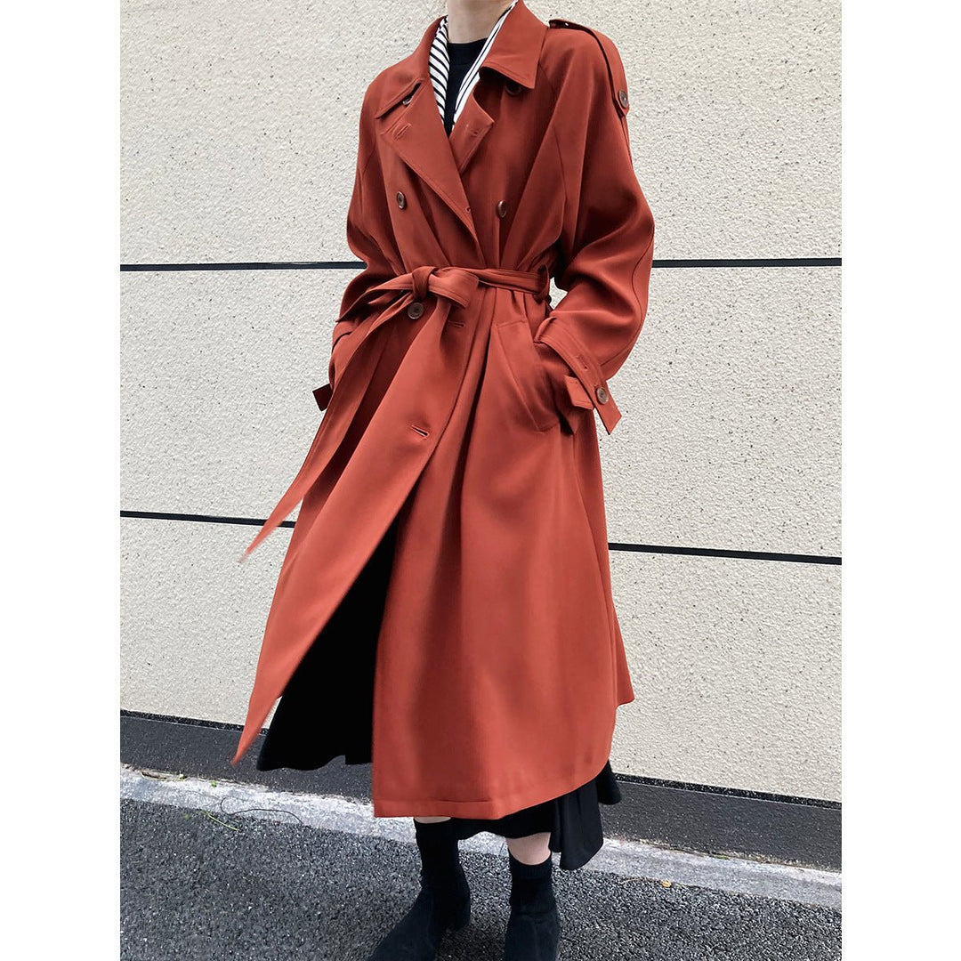 Autumn Elegance: British - Inspired Loose Mid - Length Trench Coat for Women - Slay Eclectic