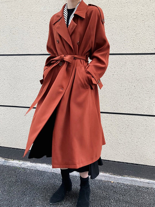 Autumn Elegance: British - Inspired Loose Mid - Length Trench Coat for Women - Slay Eclectic