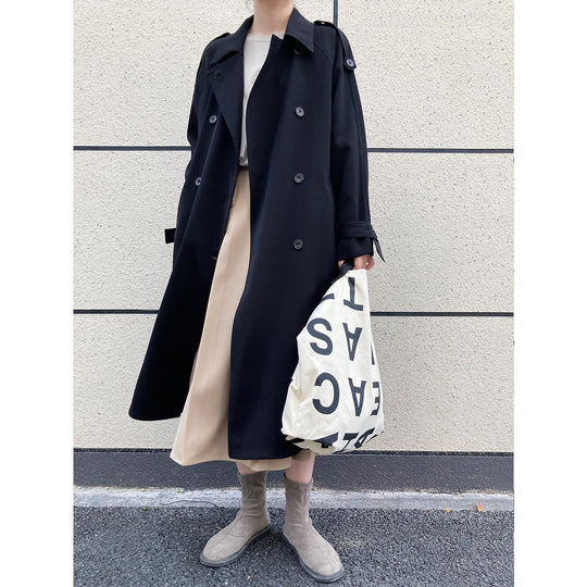 Autumn Elegance: British - Inspired Loose Mid - Length Trench Coat for Women - Slay Eclectic