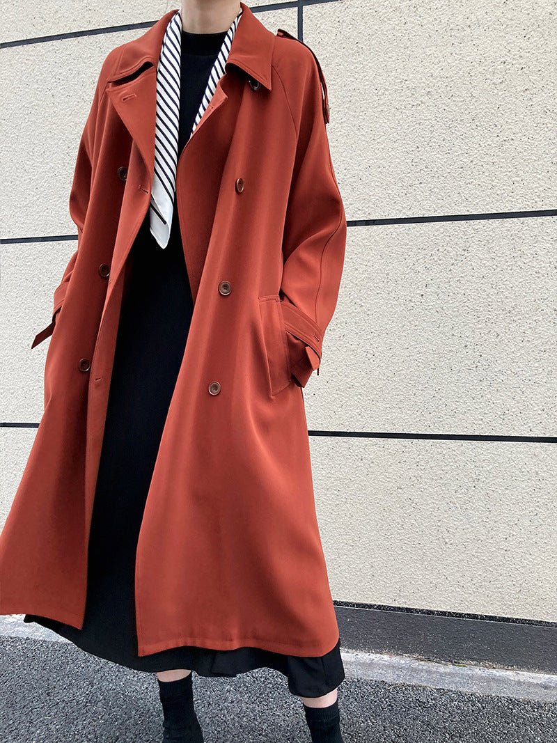 Autumn Elegance: British - Inspired Loose Mid - Length Trench Coat for Women - Slay Eclectic