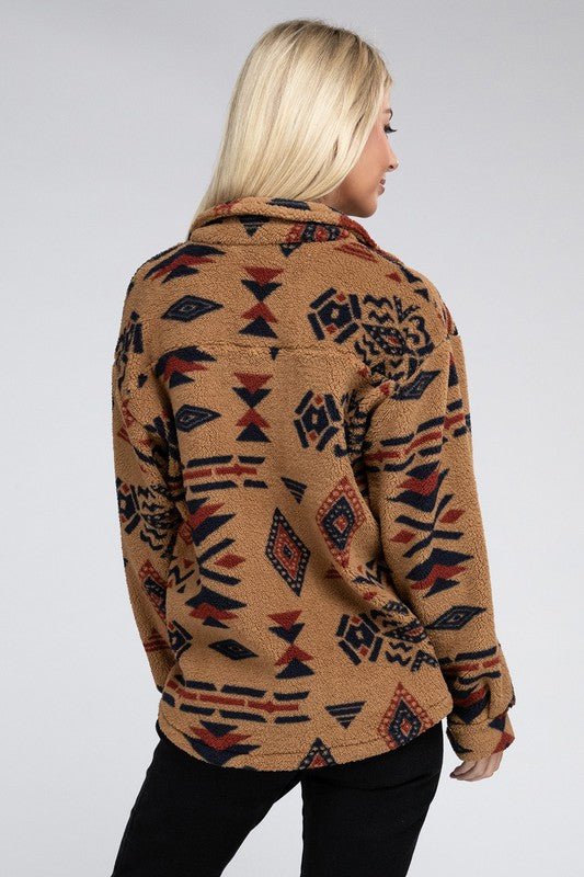 Aztec-Inspired Sherpa Button-Down Jacket | Slay Eclectic