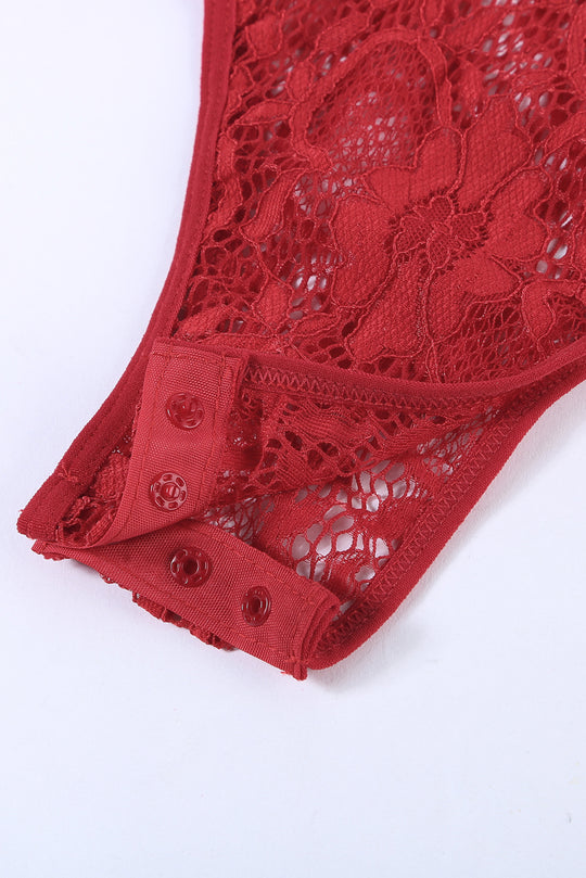 Red Lace Panelled Teddy Lingerie